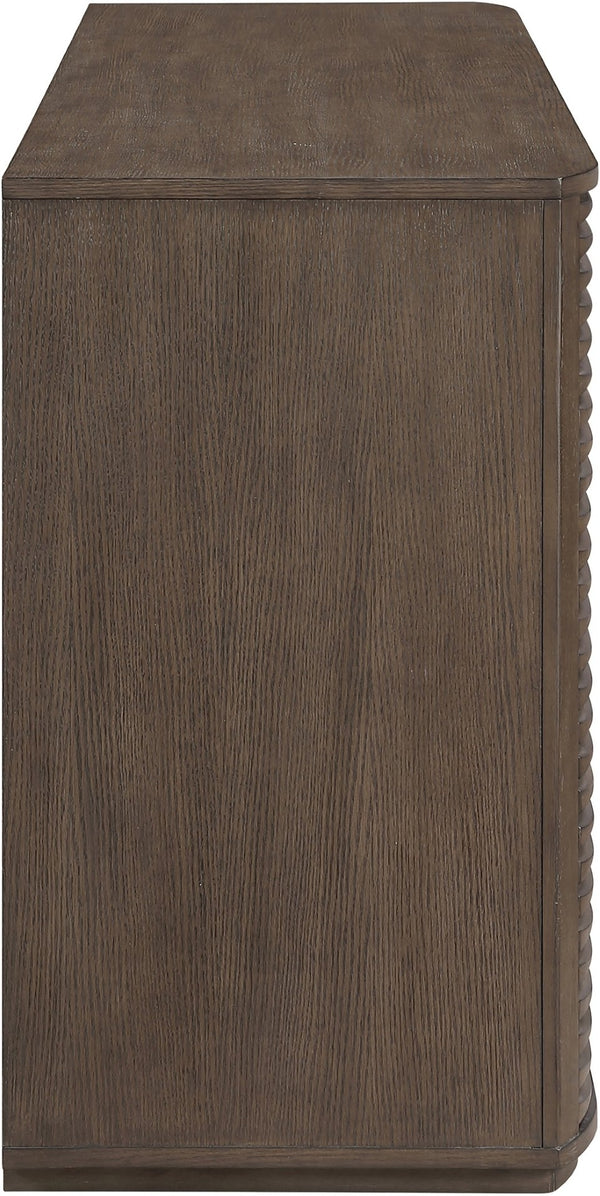 Meridian Furniture Morino Solid Wood Dresser with Soft Close Drawers and Oak Veneer Finish for Modern Bedrooms Brown MorinoBrown-D