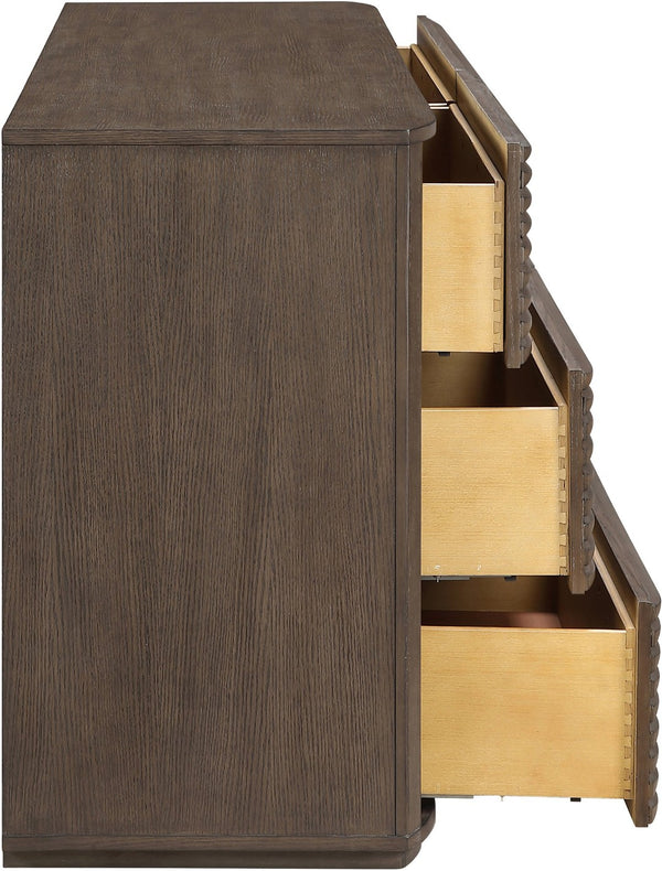 Meridian Furniture Morino Solid Wood Dresser with Soft Close Drawers and Oak Veneer Finish for Modern Bedrooms Brown MorinoBrown-D