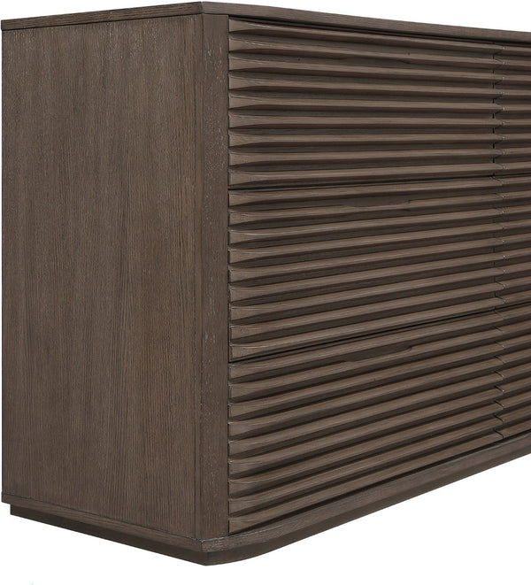 Meridian Furniture Morino Solid Wood Dresser with Soft Close Drawers and Oak Veneer Finish for Modern Bedrooms Brown MorinoBrown-D