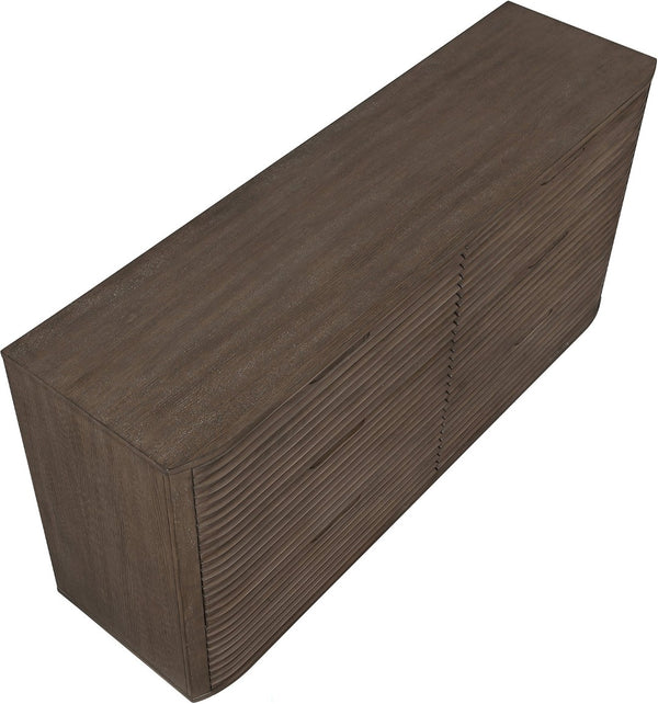 Meridian Furniture Morino Solid Wood Dresser with Soft Close Drawers and Oak Veneer Finish for Modern Bedrooms Brown MorinoBrown-D