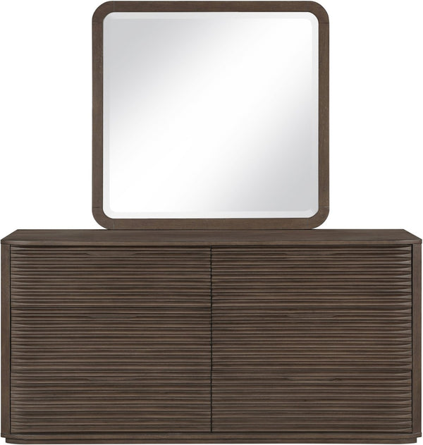 Meridian Furniture Morino Solid Wood Dresser with Soft Close Drawers and Oak Veneer Finish for Modern Bedrooms Brown MorinoBrown-D