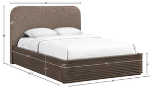Meridian Furniture Morino King Bed Upholstered Curved Headboard Solid Wood Base Modern Bedroom Elegance Brown MorinoBrown-K
