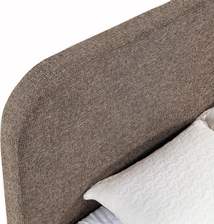 Meridian Furniture Morino King Bed Upholstered Curved Headboard Solid Wood Base Modern Bedroom Elegance Brown MorinoBrown-K