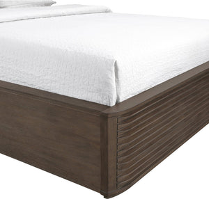 Meridian Furniture Morino King Bed Upholstered Curved Headboard Solid Wood Base Modern Bedroom Elegance Brown MorinoBrown-K