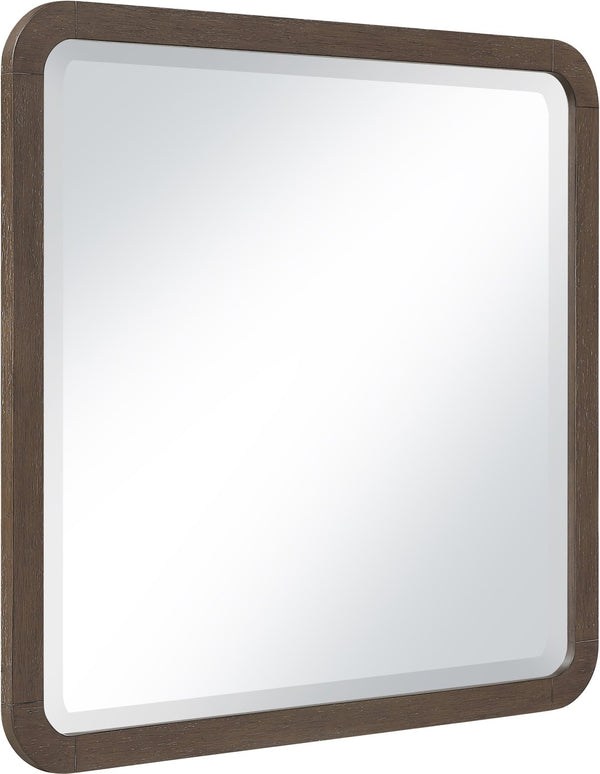 Meridian Furniture Morino Solid Oak Veneer Wall Mirror with Rich Wood Grain for Modern Entryway or Bedroom Decor Brown MorinoBrown-M