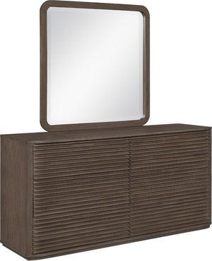 Meridian Furniture Morino Solid Oak Veneer Wall Mirror with Rich Wood Grain for Modern Entryway or Bedroom Decor Brown MorinoBrown-M