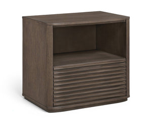 Meridian Furniture Morino Nightstand with Soft Close Drawer and Oak Veneer Top for Modern Bedroom Decor Brown MorinoBrown-NS