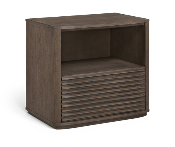 Meridian Furniture Morino Nightstand with Soft Close Drawer and Oak Veneer Top for Modern Bedroom Decor Brown MorinoBrown-NS