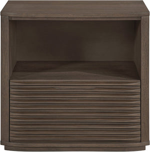 Meridian Furniture Morino Nightstand with Soft Close Drawer and Oak Veneer Top for Modern Bedroom Decor Brown MorinoBrown-NS