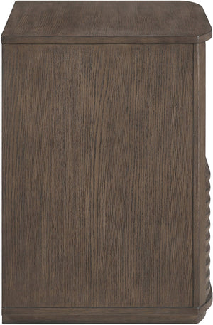 Meridian Furniture Morino Nightstand with Soft Close Drawer and Oak Veneer Top for Modern Bedroom Decor Brown MorinoBrown-NS
