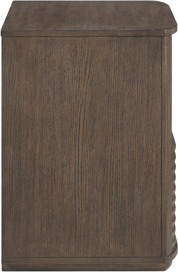 Meridian Furniture Morino Nightstand with Soft Close Drawer and Oak Veneer Top for Modern Bedroom Decor Brown MorinoBrown-NS