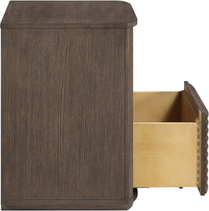 Meridian Furniture Morino Nightstand with Soft Close Drawer and Oak Veneer Top for Modern Bedroom Decor Brown MorinoBrown-NS