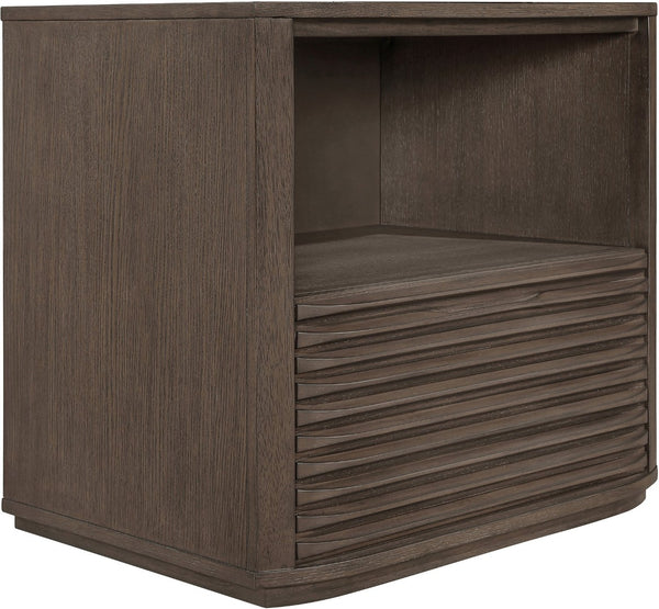 Meridian Furniture Morino Nightstand with Soft Close Drawer and Oak Veneer Top for Modern Bedroom Decor Brown MorinoBrown-NS