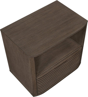 Meridian Furniture Morino Nightstand with Soft Close Drawer and Oak Veneer Top for Modern Bedroom Decor Brown MorinoBrown-NS