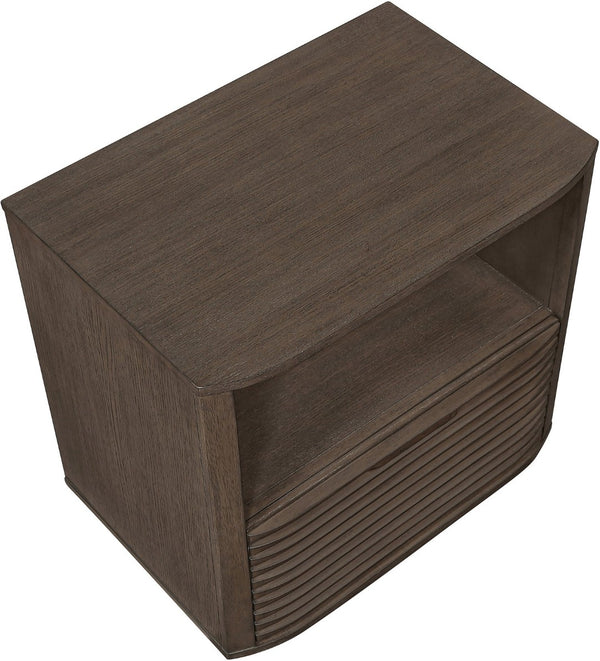 Meridian Furniture Morino Nightstand with Soft Close Drawer and Oak Veneer Top for Modern Bedroom Decor Brown MorinoBrown-NS