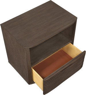 Meridian Furniture Morino Nightstand with Soft Close Drawer and Oak Veneer Top for Modern Bedroom Decor Brown MorinoBrown-NS