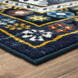 Mozambique Navy Area Rug - Plush Southwestern Medallion Design, Stain-Resistant