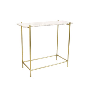 Pasargad Home Vasto Marble Console Table With Brushed Gold Stainless Steel Legs - Unique Design Accent White Stainless Steel Psaf-143