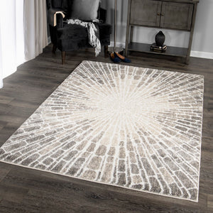 Orian Rugs Mystical Starburst Machine Woven Polypropylene Transitional Area Rug Natural Polypropylene