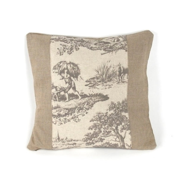 Zentique French Linen Accent Pillow with Timeless European Charm, Durable Stitching, Breathable Texture W19 x H19 N034