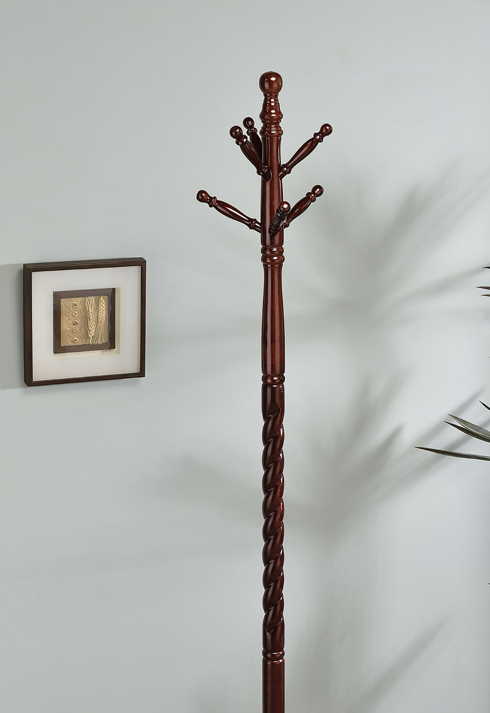 ORE International 71.5In Freestanding Twist Column Wood Coat Rack Six Hooks Entryway Organizer Cherry N10061-CH