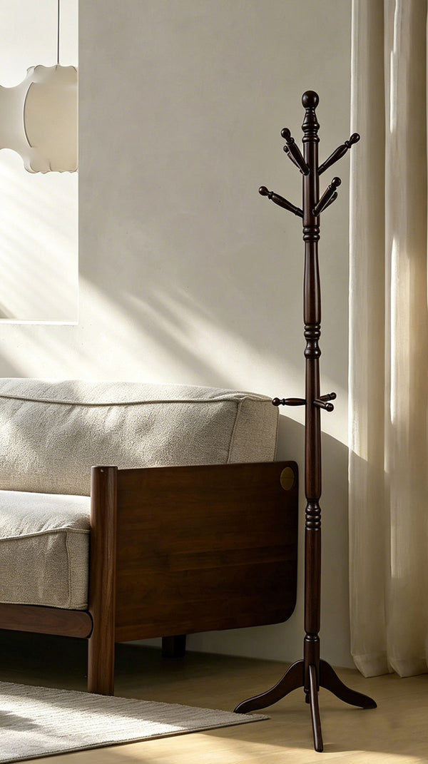 ORE International 71.5 Inch Espresso Wood Freestanding Coat Rack with Swivel Top and Nine Hooks N10081-ESP
