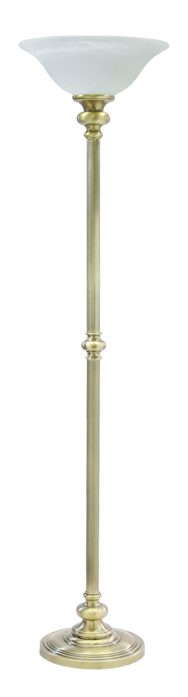 House Of Troy Newport Elegant Floor Lamp With Opal Glass Shade - Perfect For Living Room And Bedroom Ambiance Antique Brass Metal N600-ab-o