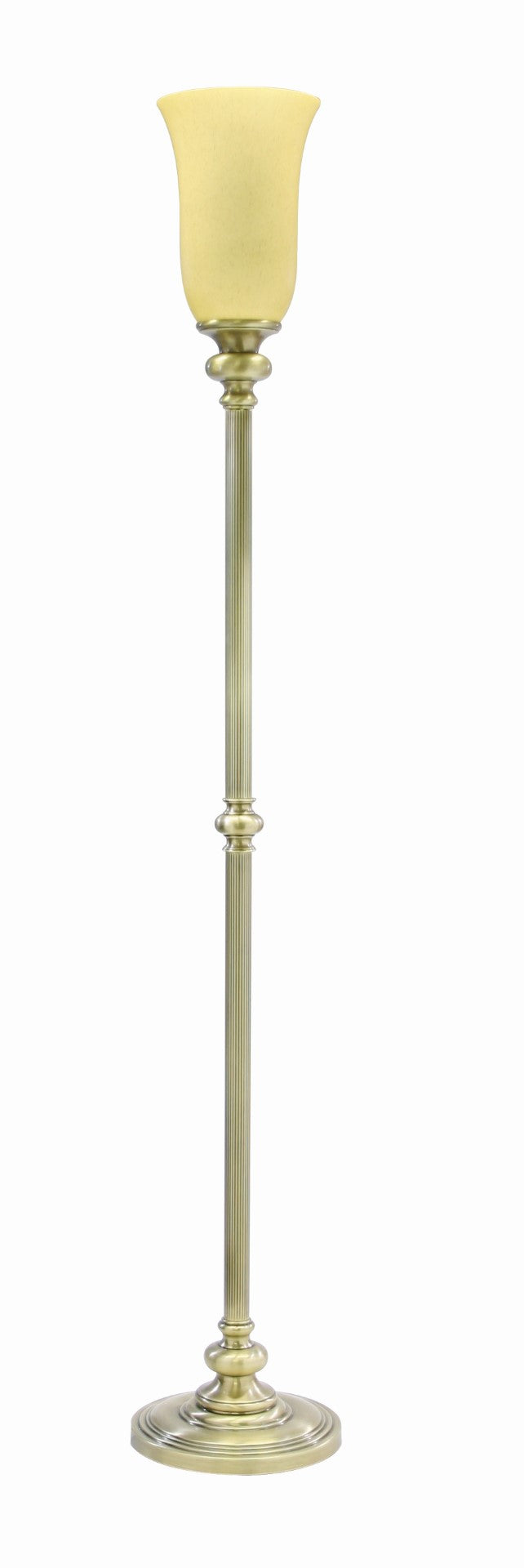 House Of Troy Newport Elegant Floor Lamp With Amber Glass Shade - Stunning Home Lighting Solution For Any Space Antique Brass Metal N600-ab