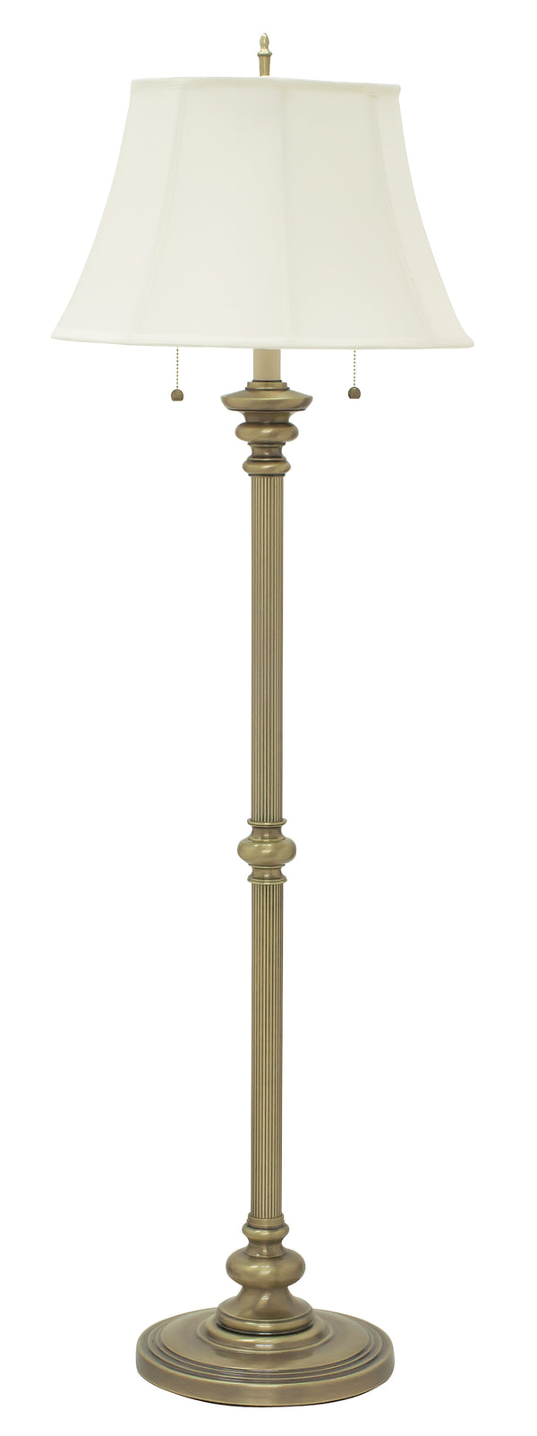 House Of Troy Newport Elegant Floor Lamps With Twin Pull Chains – Perfect For Style And Ambient Lighting Solutions Antique Brass Metal N601-ab