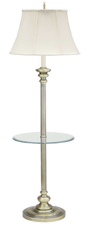 House Of Troy Newport Floor Lamp With Stylish Table: Elegant Lighting Solution For Your Home Decor Needs Antique Brass Metal N602-ab