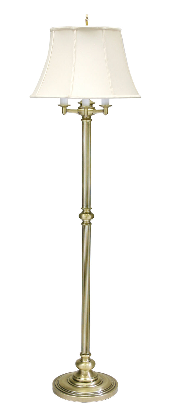 House Of Troy Newport Floor Lamp With Stylish Table: Elegant Lighting Solution For Your Home Decor Needs Antique Brass Metal N603-ab