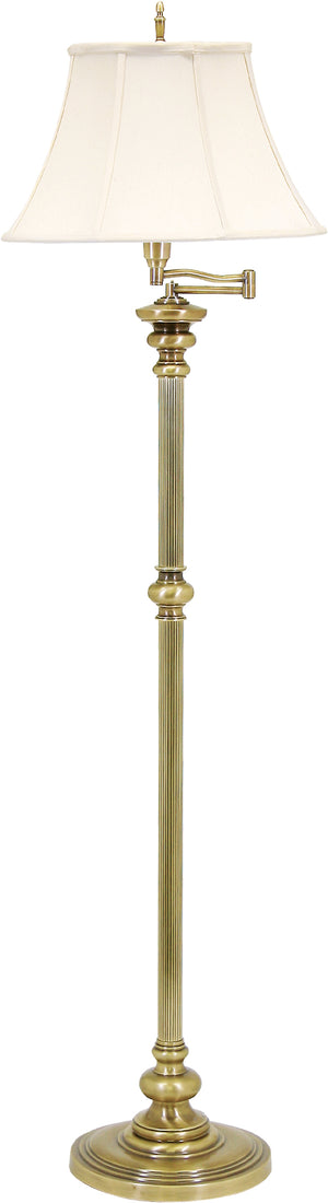 House Of Troy Newport Floor Lamp With Stylish Table: Elegant Lighting Solution For Your Home Decor Needs Antique Brass Metal N604-ab
