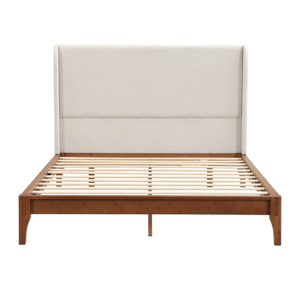English Elm Double Wing Linen Upholstered Queen Headboard Tall Wingback Foam Padded Bed Frame N701P192138T