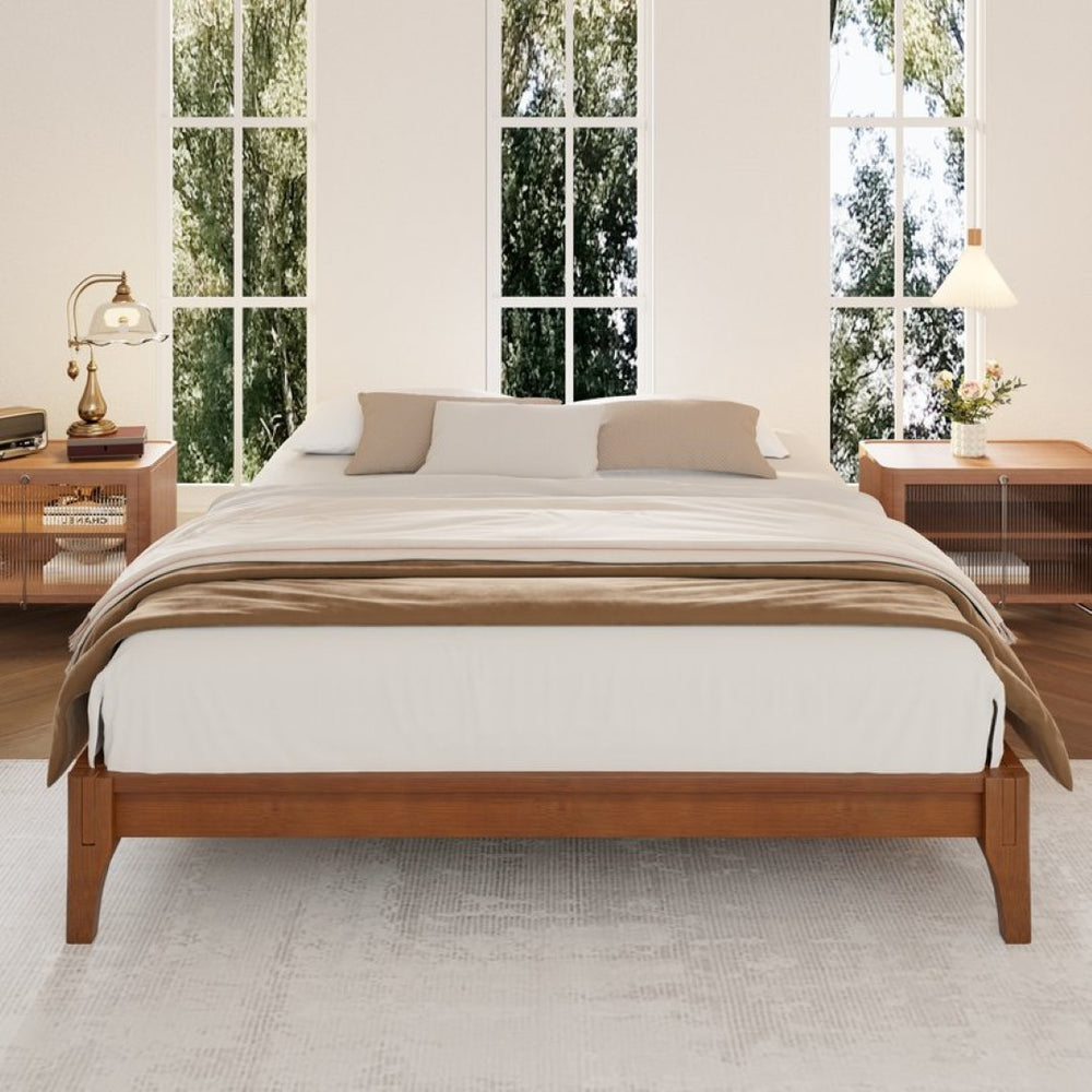 English Elm 12 Inch Full Bamboo Platform Bed Natural Grain Low Profile Frame with Slat Support N701P192143D