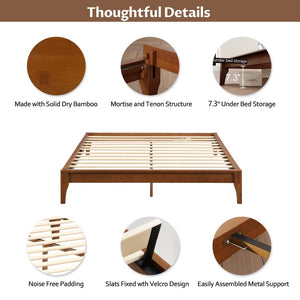 English Elm 12 Inch Full Bamboo Platform Bed Natural Grain Low Profile Frame with Slat Support N701P192143D