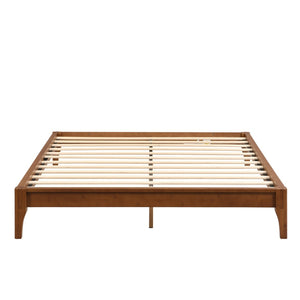 English Elm 12 Inch Queen Solid Bamboo Platform Bed Low Profile Frame with Slat Support Brown N701P192144D