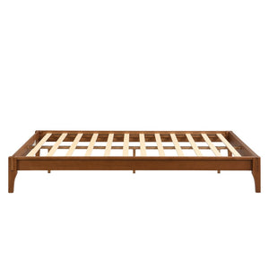 English Elm 12 Inch Queen Solid Bamboo Platform Bed Low Profile Frame with Slat Support Brown N701P192144D
