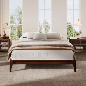 English Elm 12 Inch Queen Solid Bamboo Platform Bed Low Profile Frame with Slat Support Chocolate N701P192144Q
