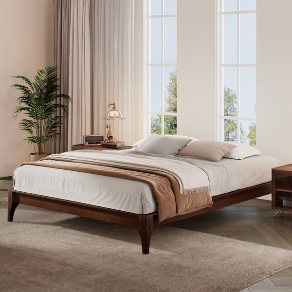English Elm 12 Inch Queen Solid Bamboo Platform Bed Low Profile Frame with Slat Support Chocolate N701P192144Q