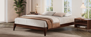 English Elm 12 Inch Queen Solid Bamboo Platform Bed Low Profile Frame with Slat Support Chocolate N701P192144Q