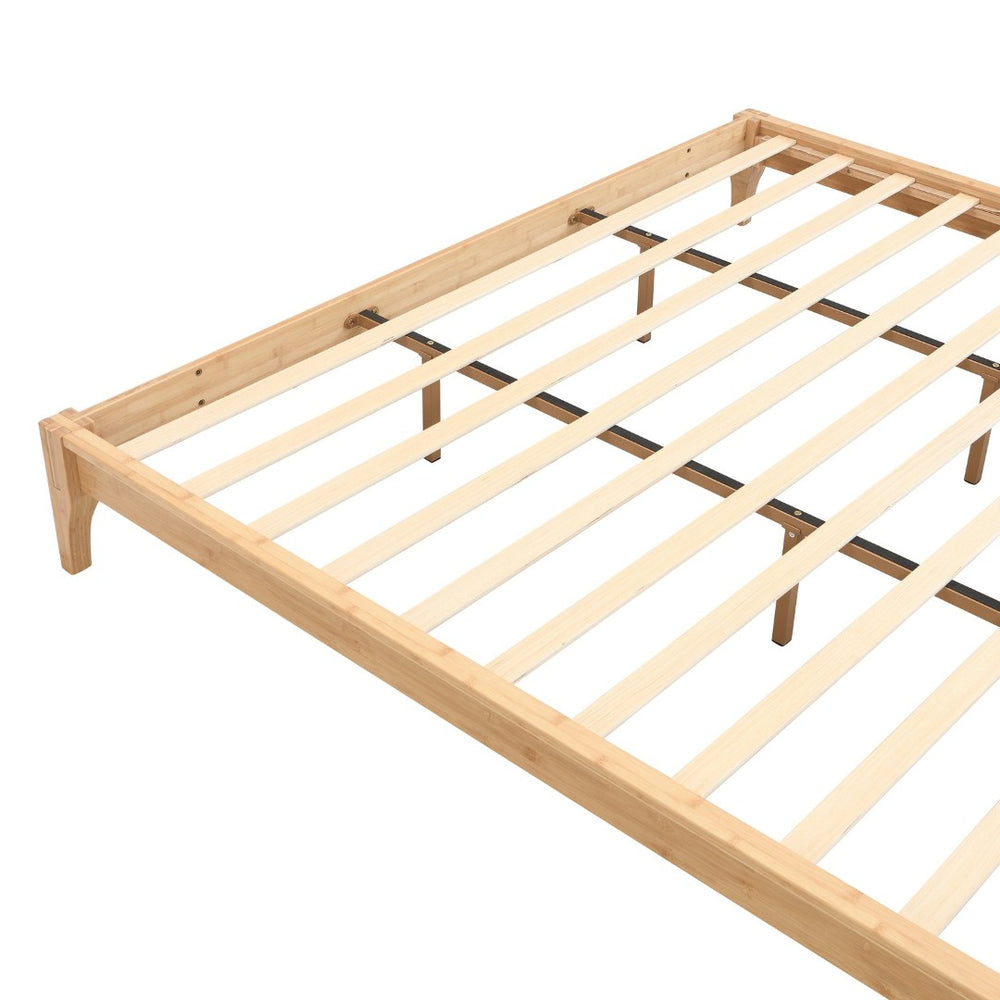 English Elm 12 Inch King Solid Bamboo Platform Bed Organic Grain Frame with Plywood Slat Support Natural N701P192145N
