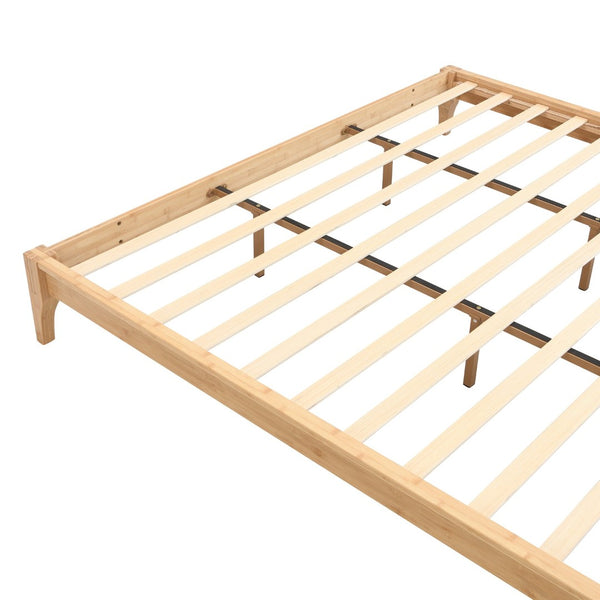 English Elm 12 Inch King Solid Bamboo Platform Bed Organic Grain Frame with Plywood Slat Support Natural N701P192145N