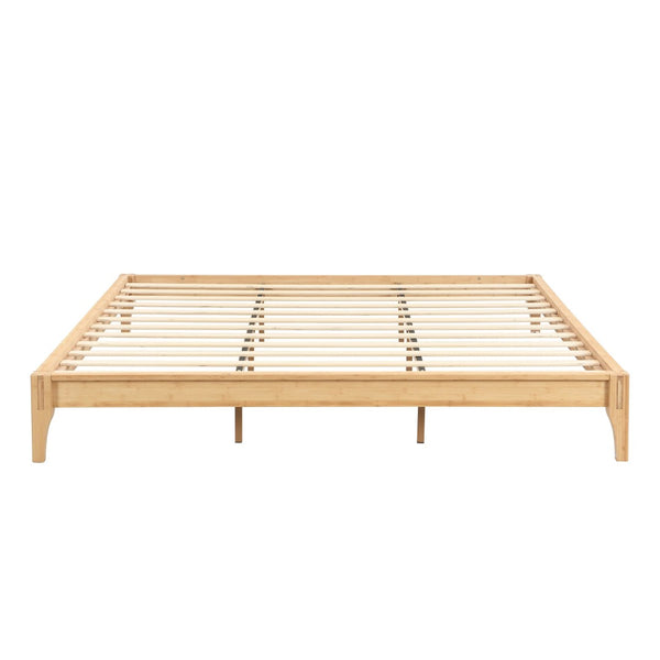 English Elm 12 Inch King Solid Bamboo Platform Bed Organic Grain Frame with Plywood Slat Support Natural N701P192145N