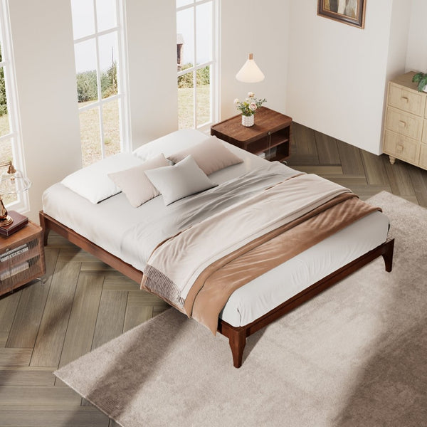 English Elm 12 Inch King Solid Bamboo Platform Bed Organic Grain Frame with Plywood Slat Support Chocolate N701P192145Q