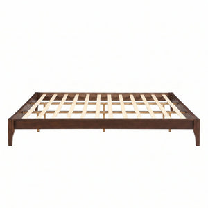 English Elm 12 Inch King Solid Bamboo Platform Bed Organic Grain Frame with Plywood Slat Support Chocolate N701P192145Q