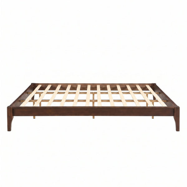 English Elm 12 Inch King Solid Bamboo Platform Bed Organic Grain Frame with Plywood Slat Support Chocolate N701P192145Q