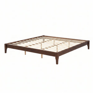 English Elm 12 Inch King Solid Bamboo Platform Bed Organic Grain Frame with Plywood Slat Support Chocolate N701P192145Q