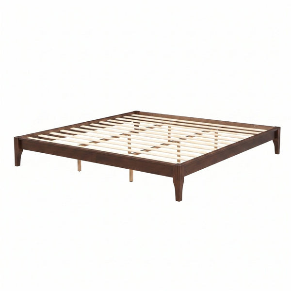 English Elm 12 Inch King Solid Bamboo Platform Bed Organic Grain Frame with Plywood Slat Support Chocolate N701P192145Q