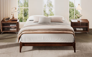 English Elm 12 Inch King Solid Bamboo Platform Bed Organic Grain Frame with Plywood Slat Support Chocolate N701P192145Q