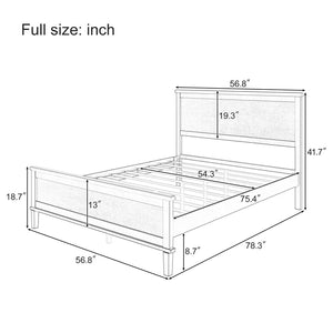 English Elm Mid-Century Full Platform Bed Solid Pine Tapered Legs No Box Spring Slat Support White N701P193471K